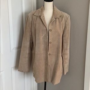 Suede real leather blazer jacket XL